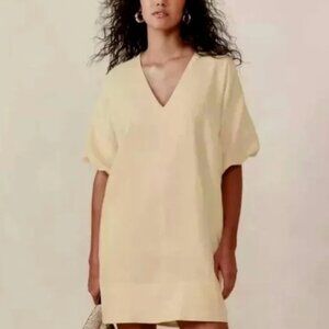 Banana Republic Petite XS LIVIA LINEN MINI DRESS  in Butter Yellow